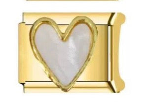 WHITE & GOLD HEART - GOLD