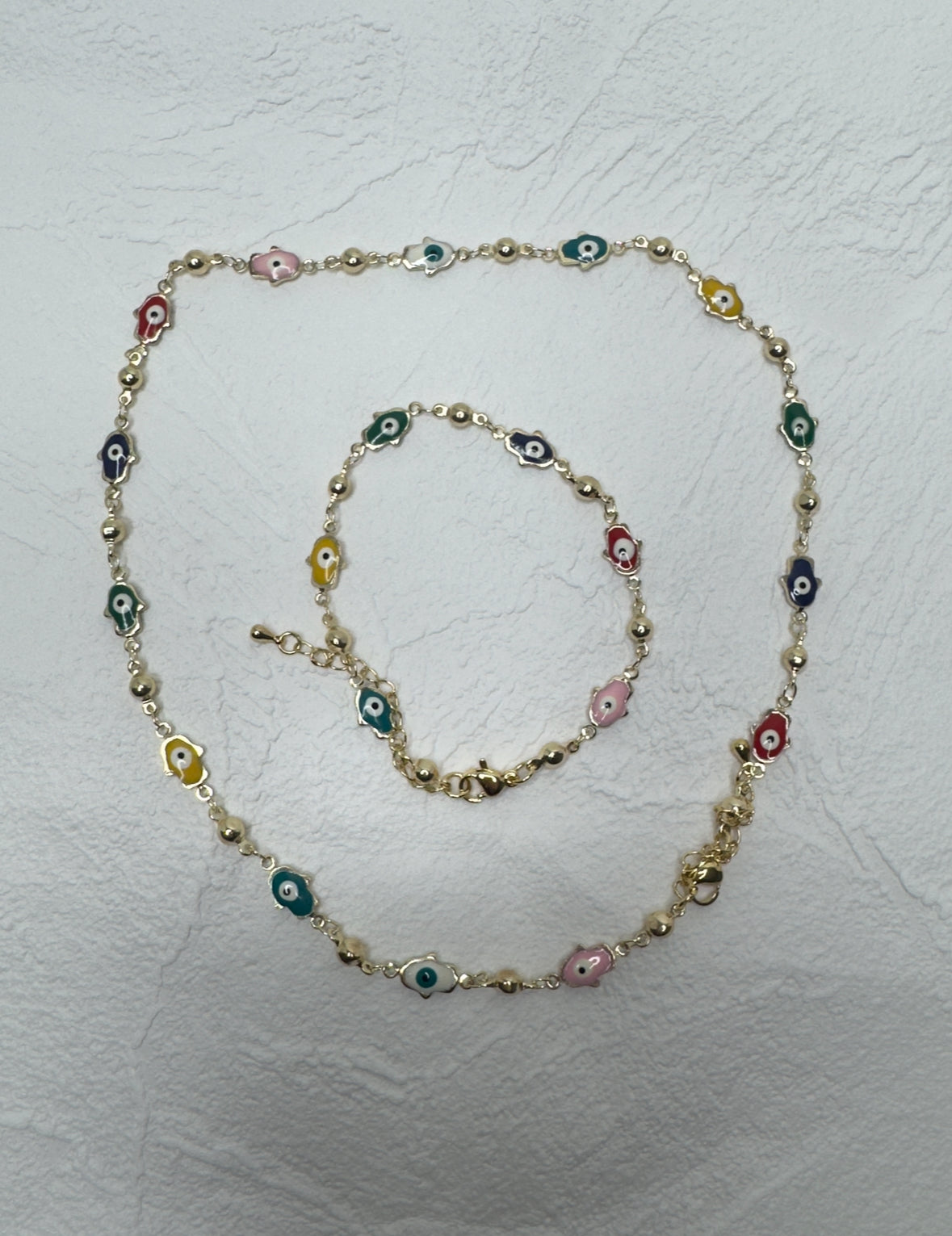 Evil eye necklace & bracelet set