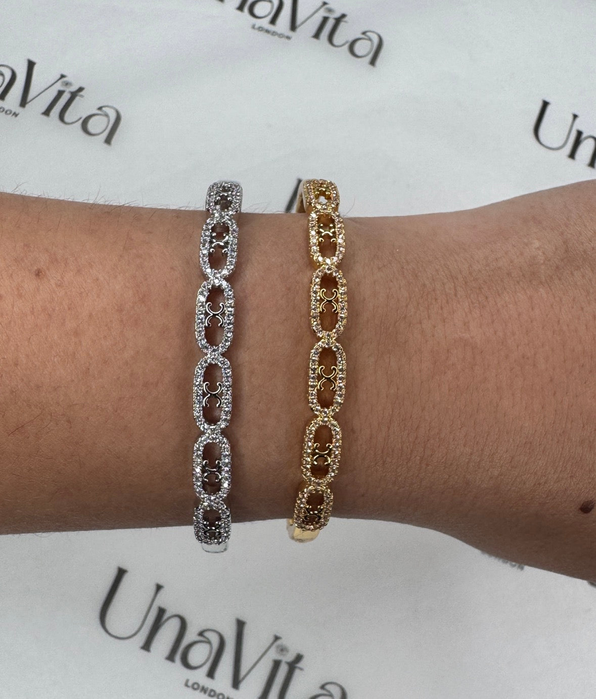 Diamond Serena Bangle - Gold or Silver