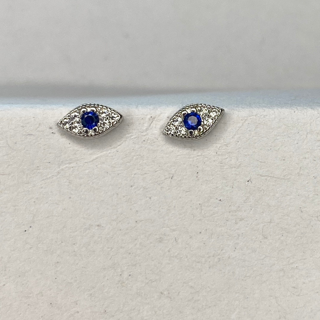 Gold 925 Evil Eye Stud Earrings