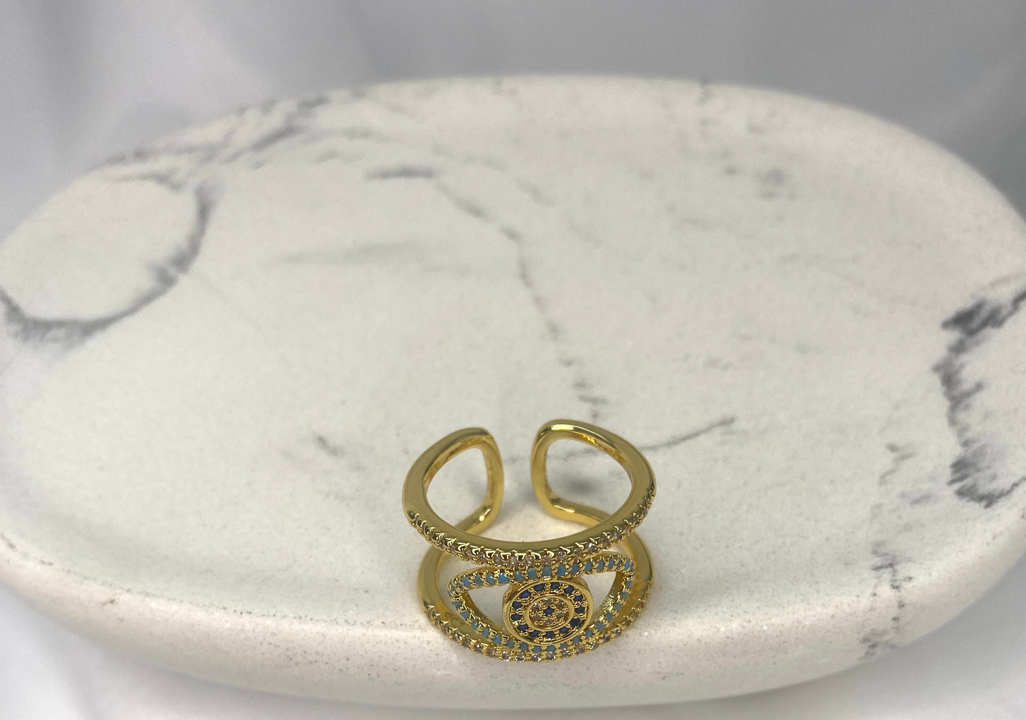 Gold Gem Evil Eye Ring