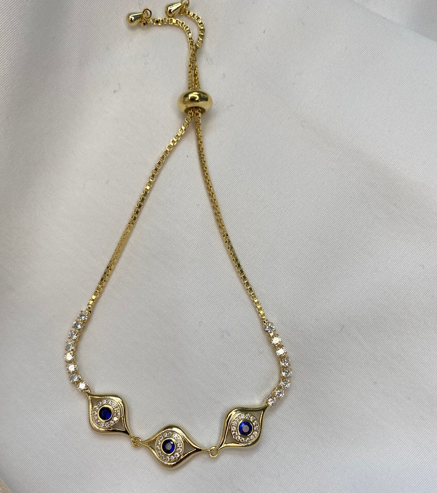 Blue Gem Stone Bracelet in Gold or Silver