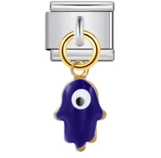 HANGING DARK BLUE HAMSA - SILVER