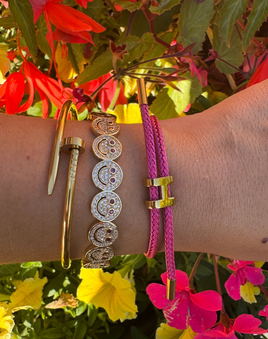 Hot pink bracelet stack