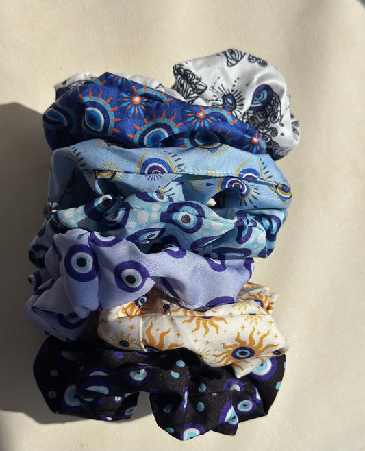 Evil eye scrunchies
