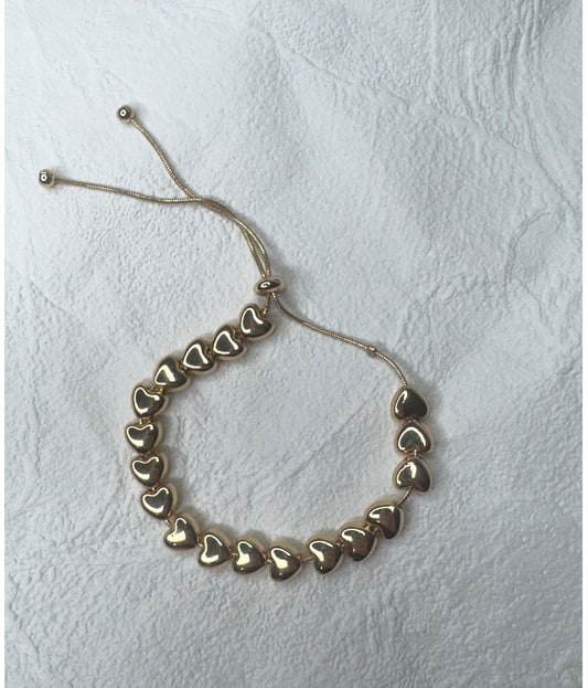 Gold Heart Adjustable Bracelet