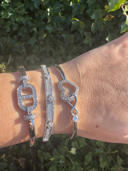 Diamond Silver Bangles - 4 options
