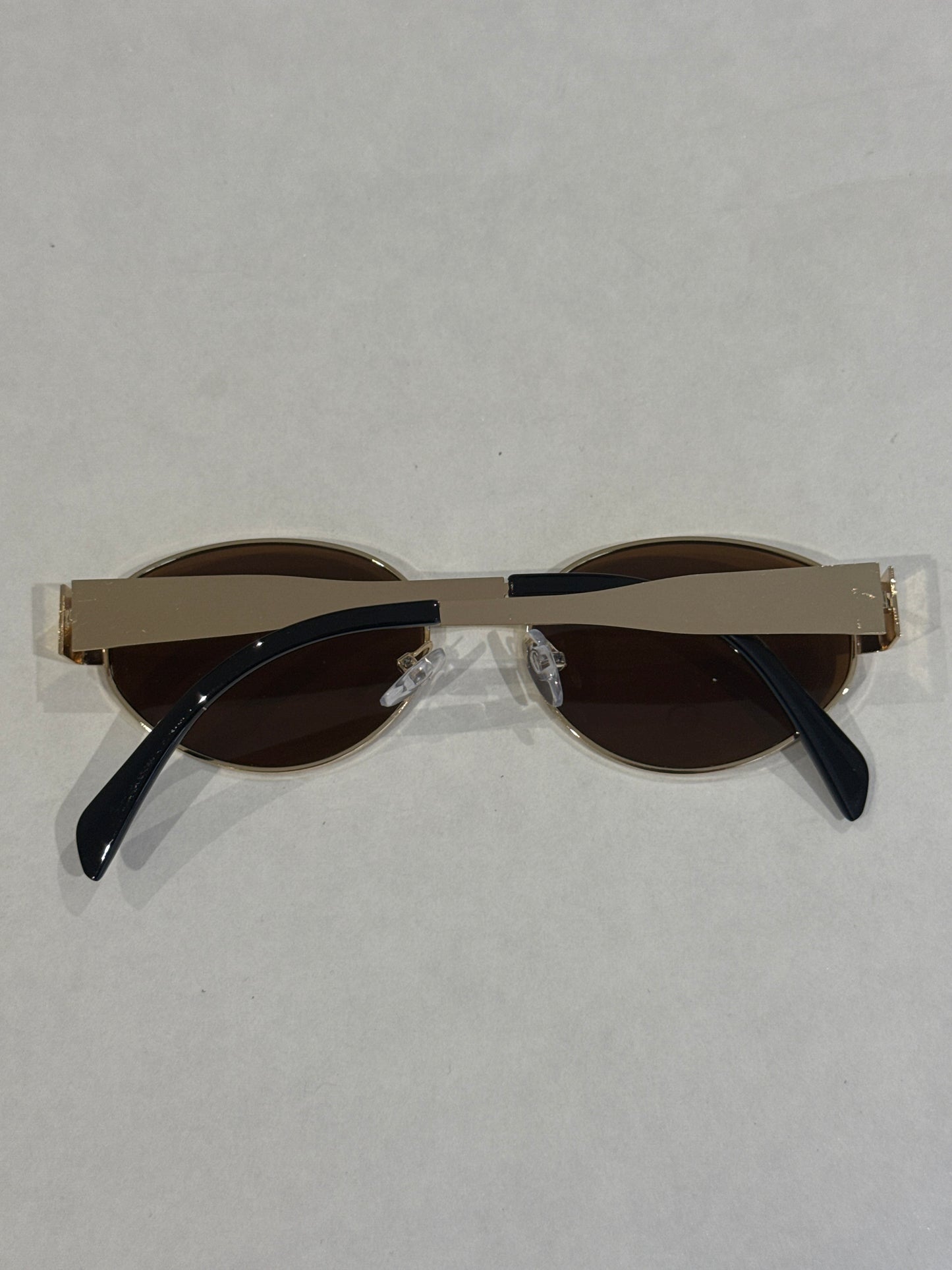 Oval round sunglasses (tan & gold)