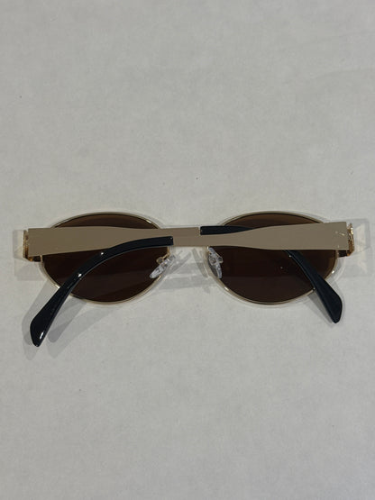 Oval round sunglasses (tan & gold)