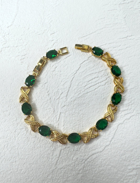Cubic Zirconia Green Cross Bracelet