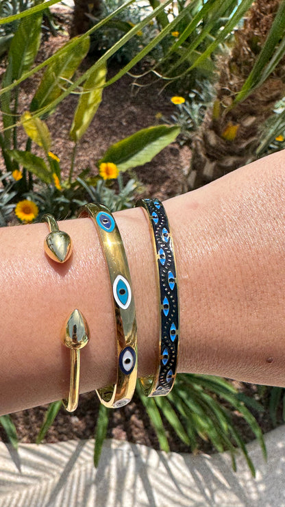 Evil Eye Gold Bangle Stack - 3 options
