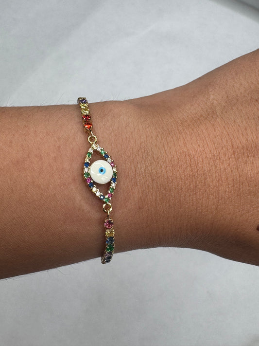 Rainbow evil eye bracelet