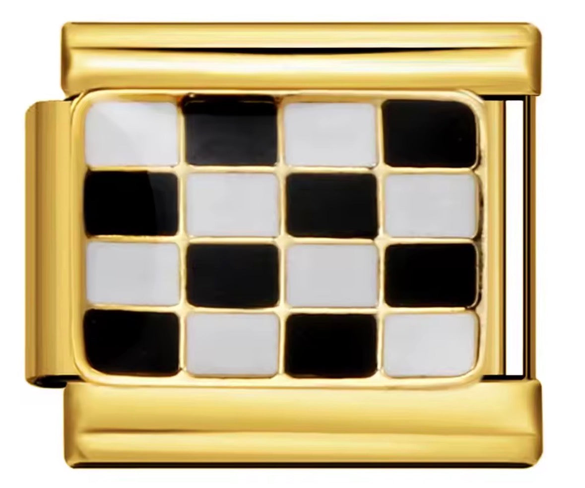 BLACK & WHITE RECTANGLE - GOLD