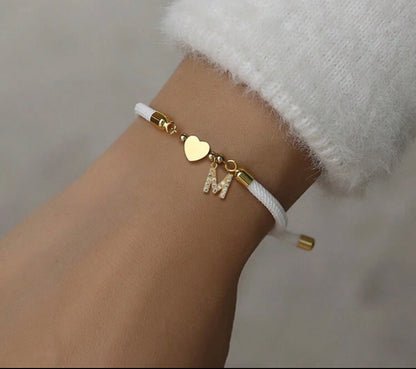 Bestie Initial Bracelet - White