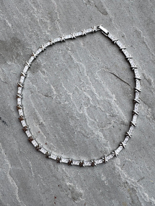 Silver Diamond Cross Necklace