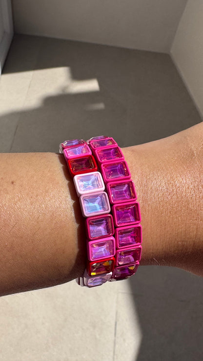 Square Crystal Bead Bracelets - various colours