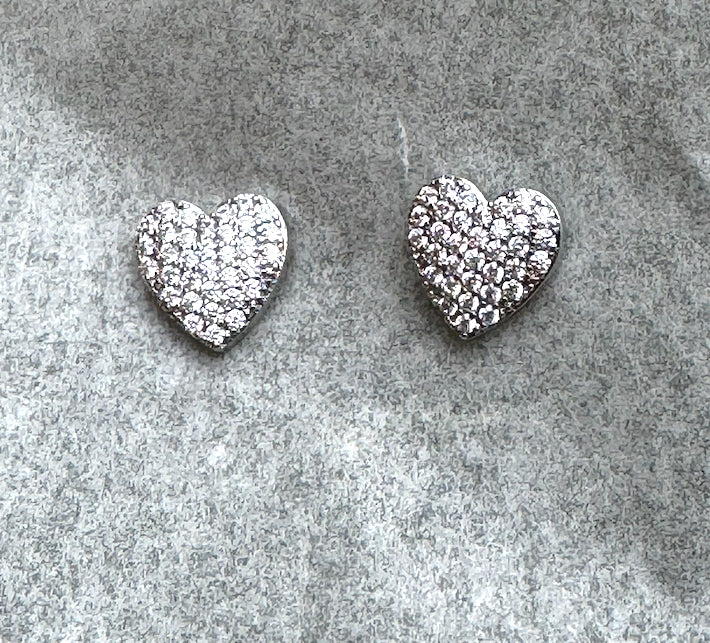 Heart Cubic Zirconia Silver Studs