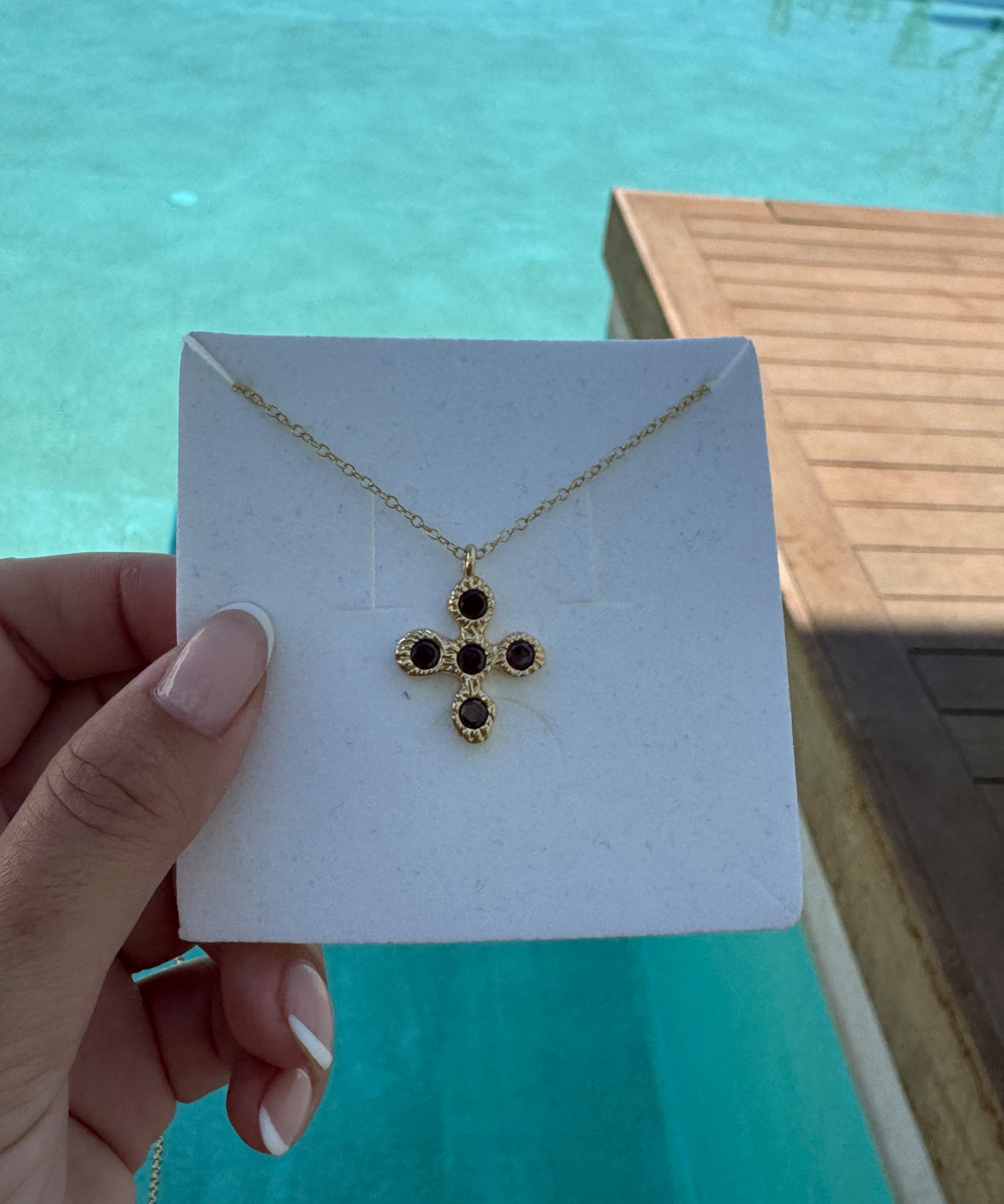 Cherry Red Mini Cross Necklace