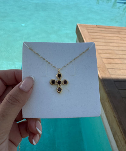 Cherry Red Mini Cross Necklace