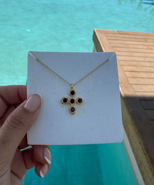 Cherry Red Mini Cross Necklace