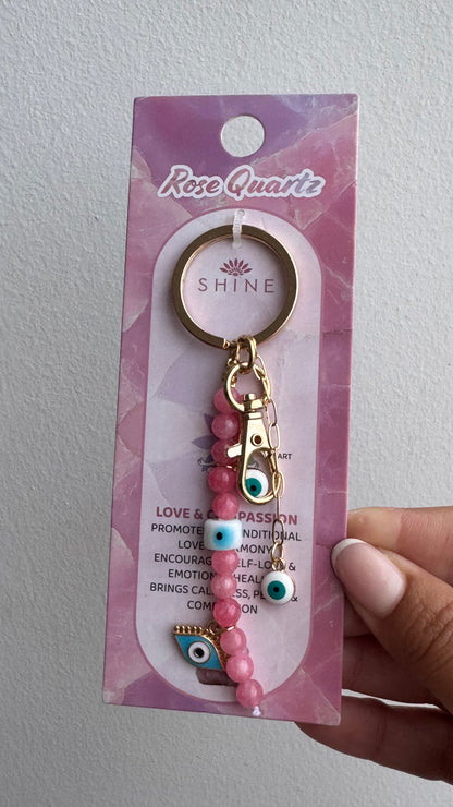 Evil eye keyring - pink or turquoise