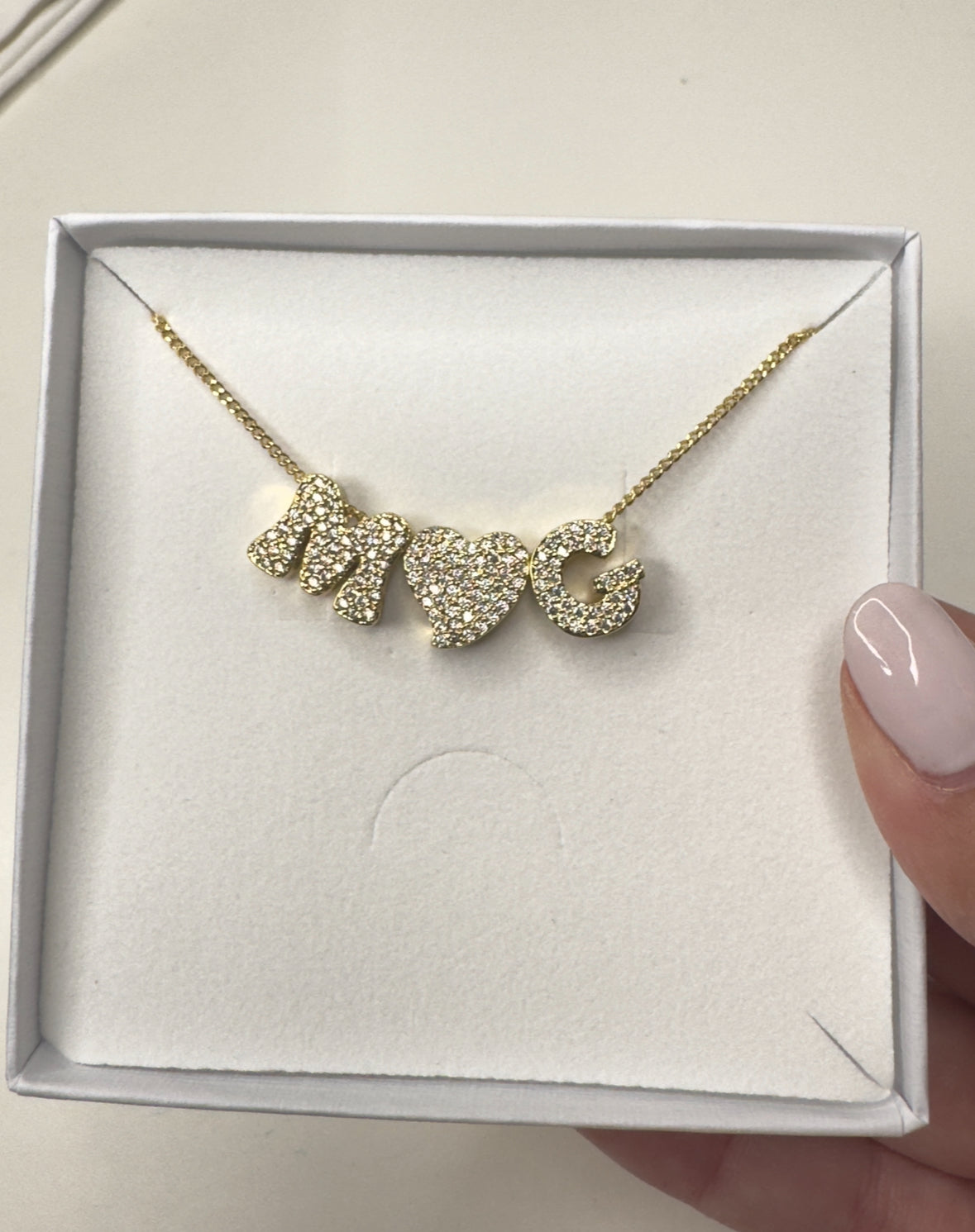 Italic Medium Diamond Initial Letter Necklace - GOLD (4 letters included)