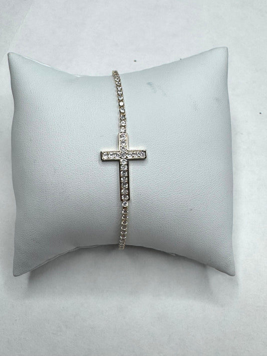Large diamond cross bracelet