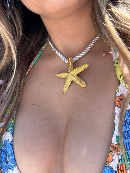 White Rope Starfish Necklace - Gold or Silver