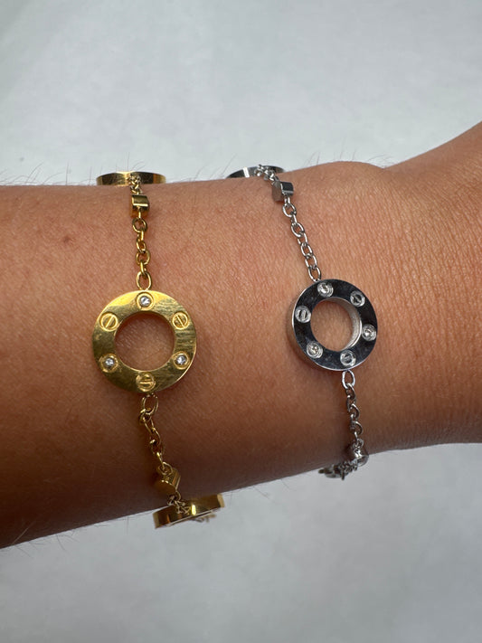 Round Circle bracelet (gold & silver)