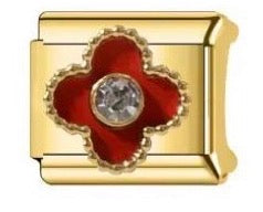 LEAF WITH DIAMONDS (VARIOUS COLOURS) - GOLD