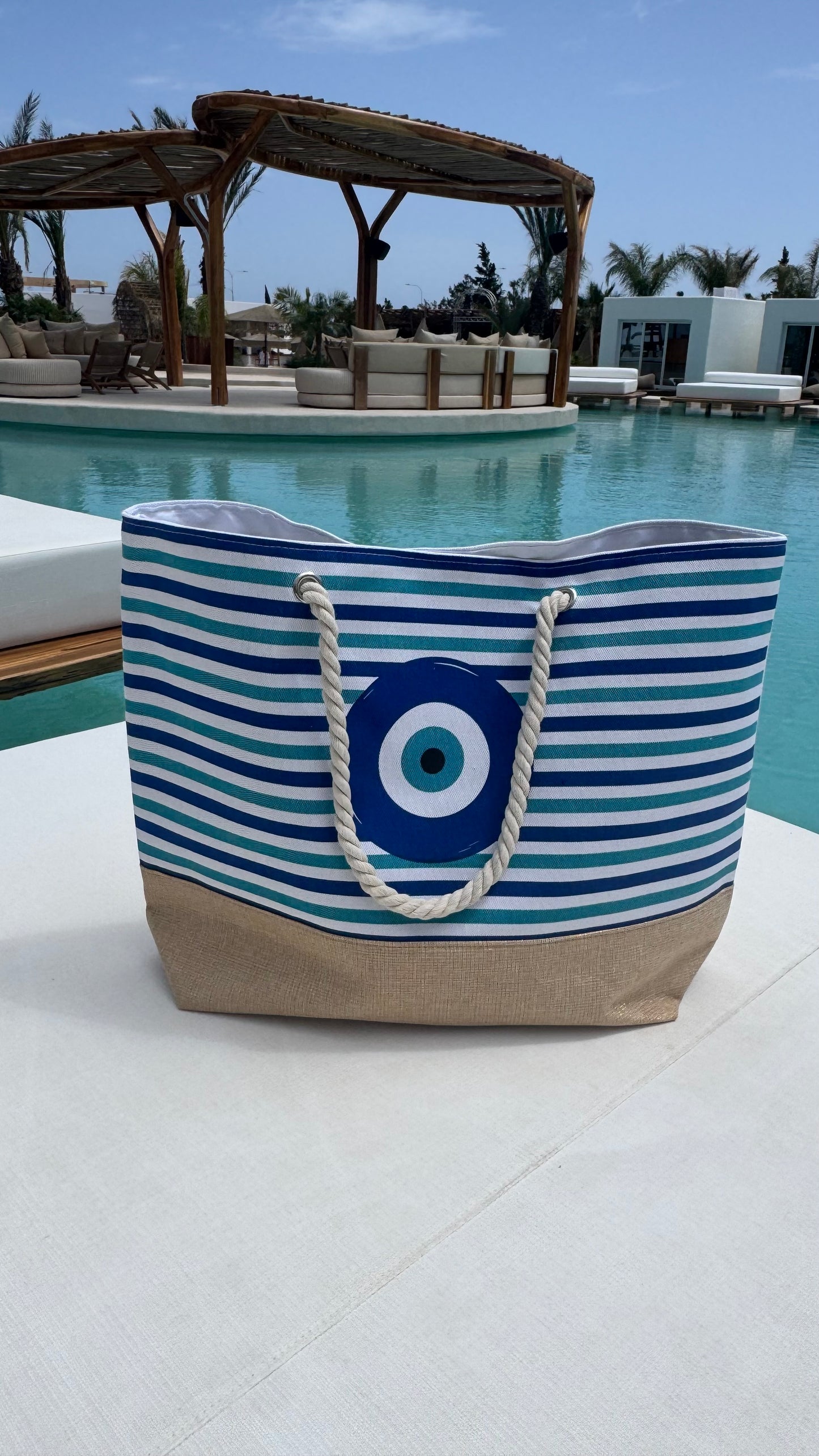 Evil eye beach bag and clutch