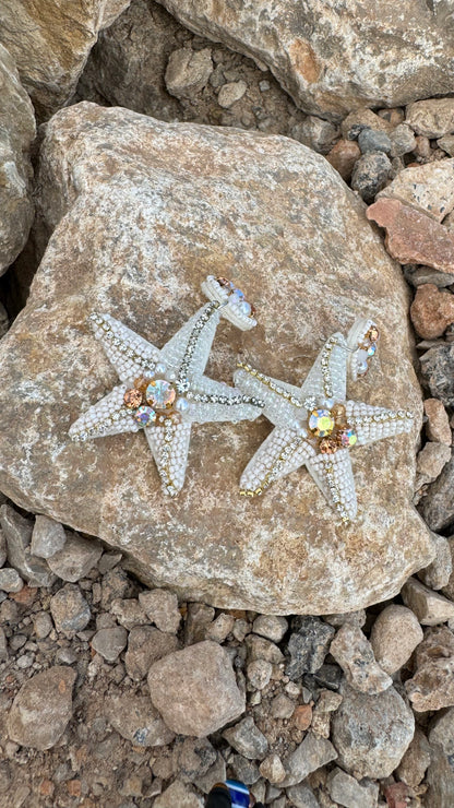 White Starfish Earrings