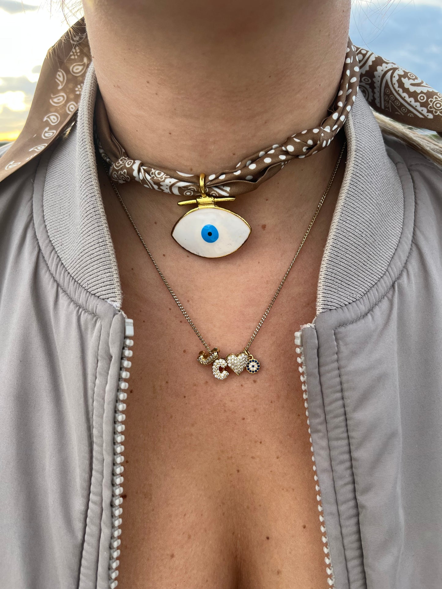 Evil eye bandana necklace - 2 colours
