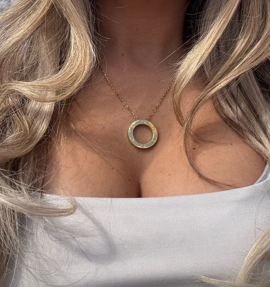 Large Gold Circle Necklace