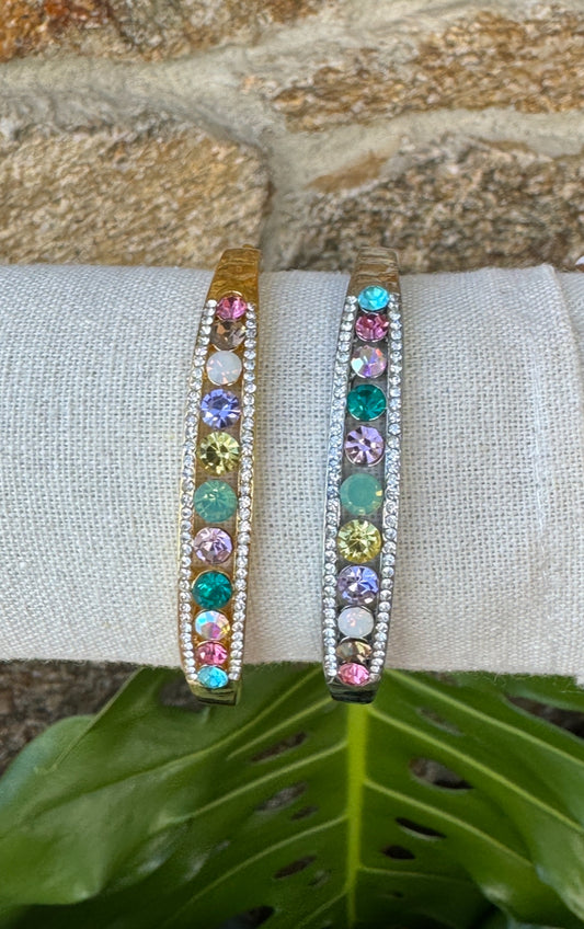 Rainbow Diamond Bangles - Gold or Silver