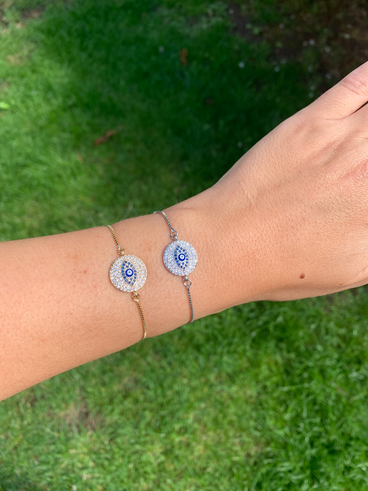 Circle Evil Eye Bracelet In Gold or Silver