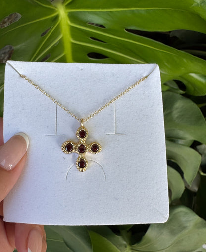 Cherry Red Mini Cross Necklace