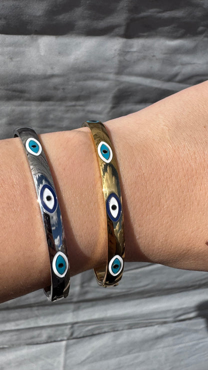 Evil Eye Bangle - Gold or Silver