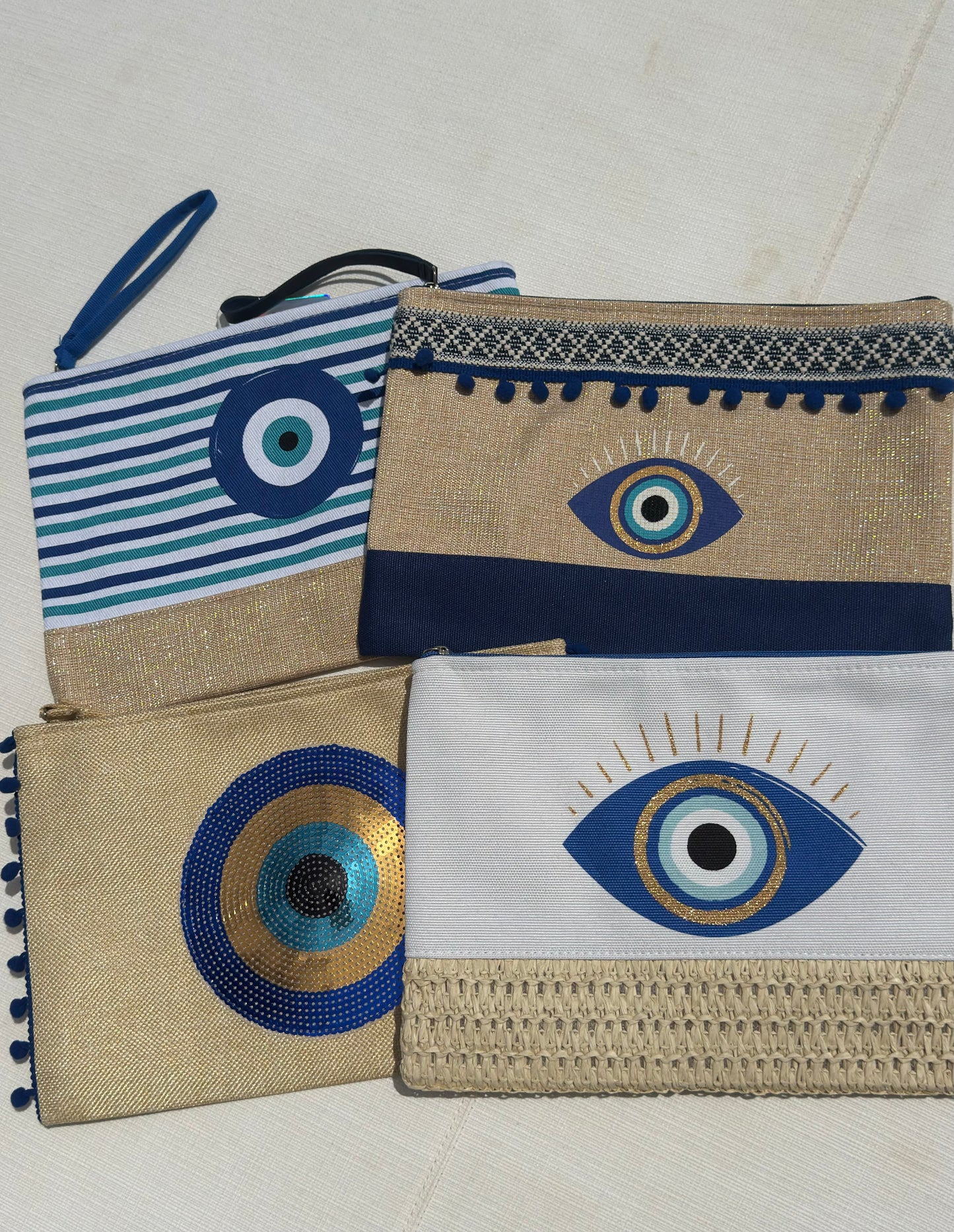 Evil Eye beach bag clutch - various options