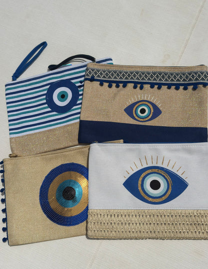 Evil Eye beach bag clutch - various options