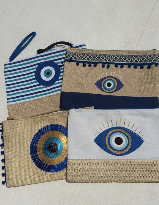 Evil Eye beach bag clutch - various options