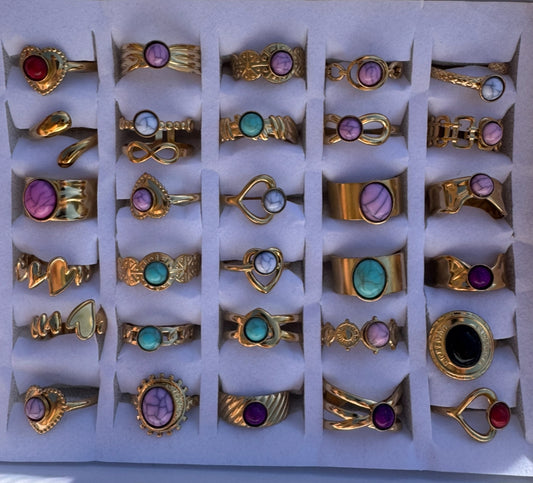 Boho colourful rings - various styles