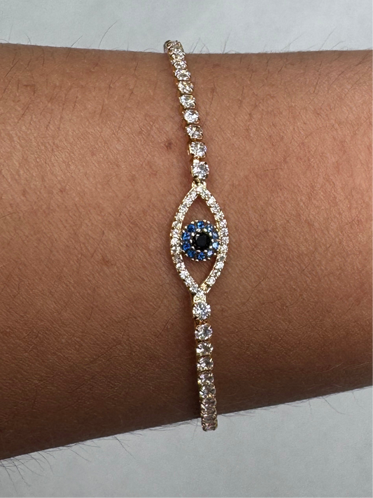 Diamond evil eye bracelet- gold