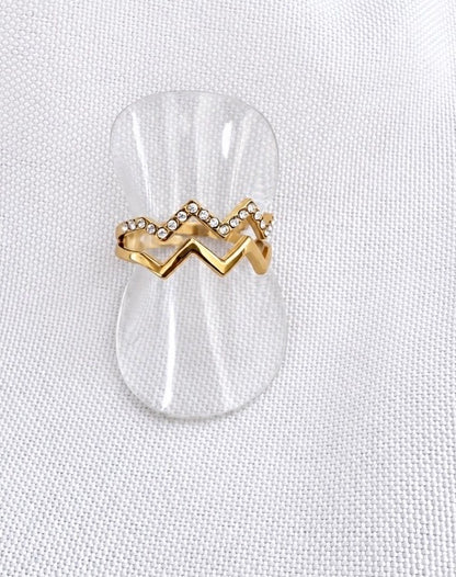 Double Zigzag Sparkle Ring