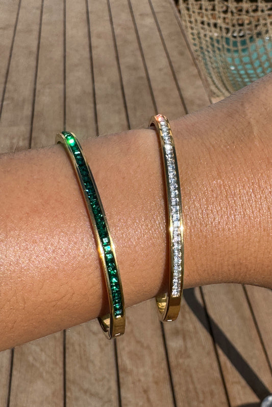 Thin Diamond Bangle - White or Green