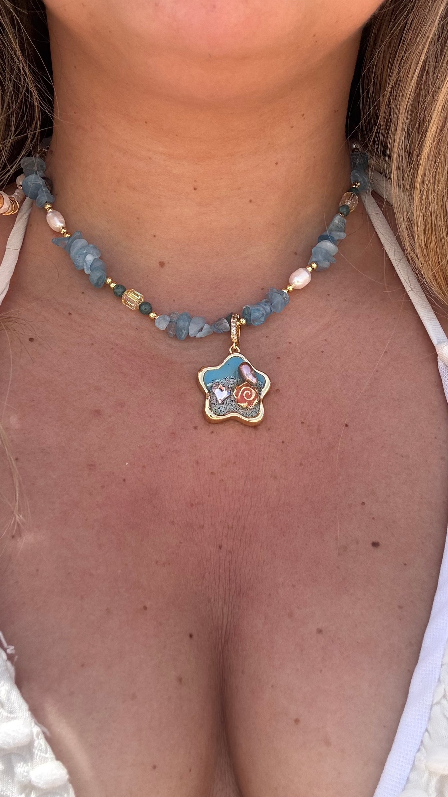 Mother of Pearl Starfish set Blue Set