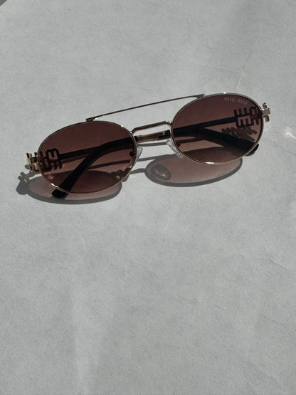 Mia Lens Round Aviator Sunglasses (black or tan colour)