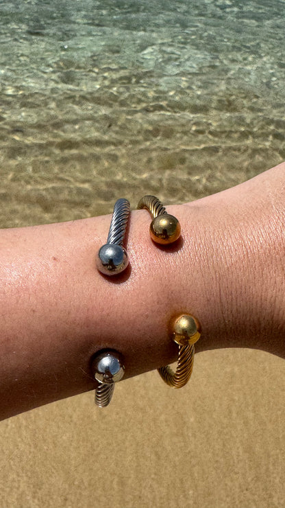 Silver or Gold Cuffed Bangle