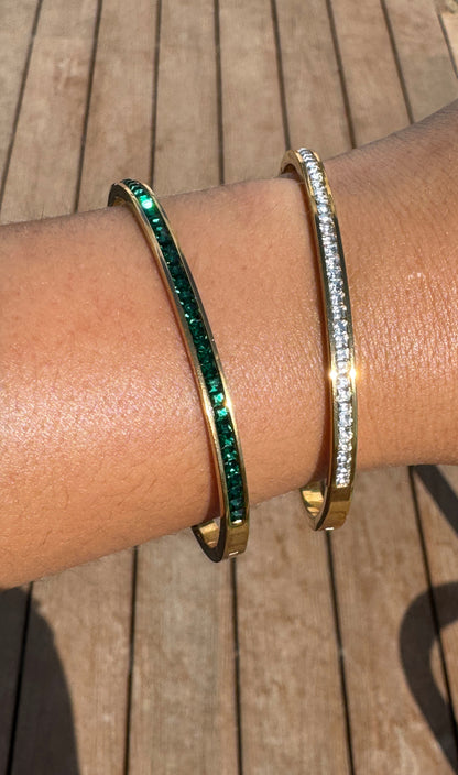 Thin Diamond Bangle - White or Green