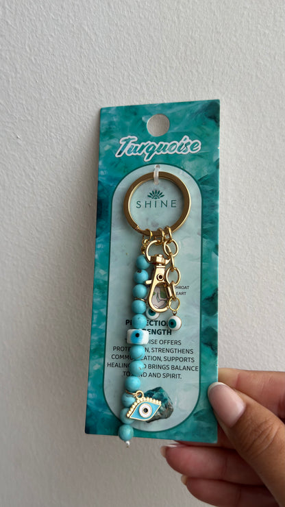 Evil eye keyring - pink or turquoise